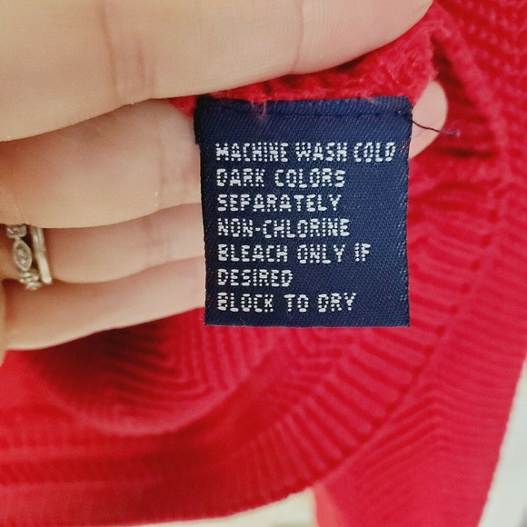 Chaps Ralph Lauren Vintage Hand Framed Red Knit Logo Pullover Sweater. Size‎ XL - Picture 6 of 6